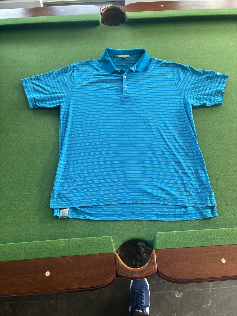Peter Millar Heritage Performance Jersey Golf Polo Shirt Large Blue Stripes